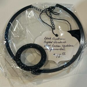 Black Austrian Crystal Pendant Necklace